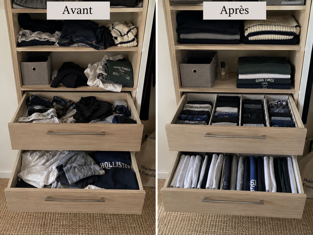 Avant/après : rangement d'un dressing