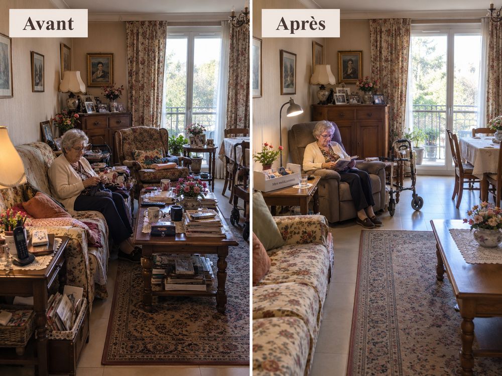 Avant/après : réaménagement d'un salon pour plus d'autonomie